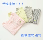 Thương hiệu quần áo trẻ em 2018 hè mới phiên bản Hàn Quốc của áo sơ mi nam tay ngắn Áo thun cotton nữ in hoa sọc trẻ em T