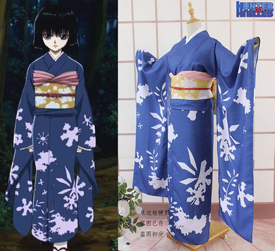 taobao agent Full -time hunter Kart's rivals deep blue big vibration sleeve cosplay kimono kimono Hunterxhunter Phantom Tour