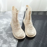Martens, летние сандалии, тонкие короткие сапоги, из хлопка и льна