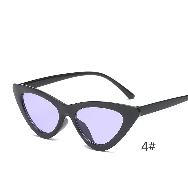 4 ᦇ & Black Frame Light Purple TabletsEurope and America Retro triangle cat eye Sunglasses female Korean version tide ins disco dancing hottie Sun glasses Internet celebrity Street shot Hip hop