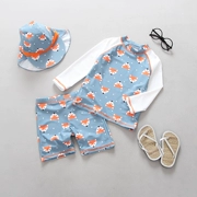 Áo tắm trẻ em Hàn Quốc Han Fan áo dài tay ấm áp chống tia cực tím cho bé quần áo chống nắng lướt quần áo - Bộ đồ bơi của Kid