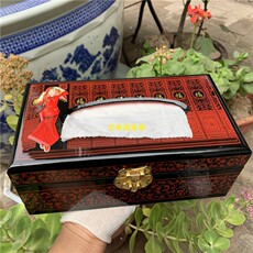 Коробка для салфеток 平遥推光漆器纸巾盒 中式装饰品 手工彩绘喜临门乔迁新居礼品