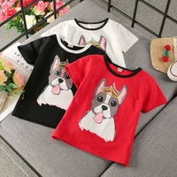 Cô gái thời trang new cartoon puppy in ngắn tay t-shirt 2018 mùa hè mát mẻ vòng cổ áo sơ mi bé quần áo áo thun trẻ em thái lan