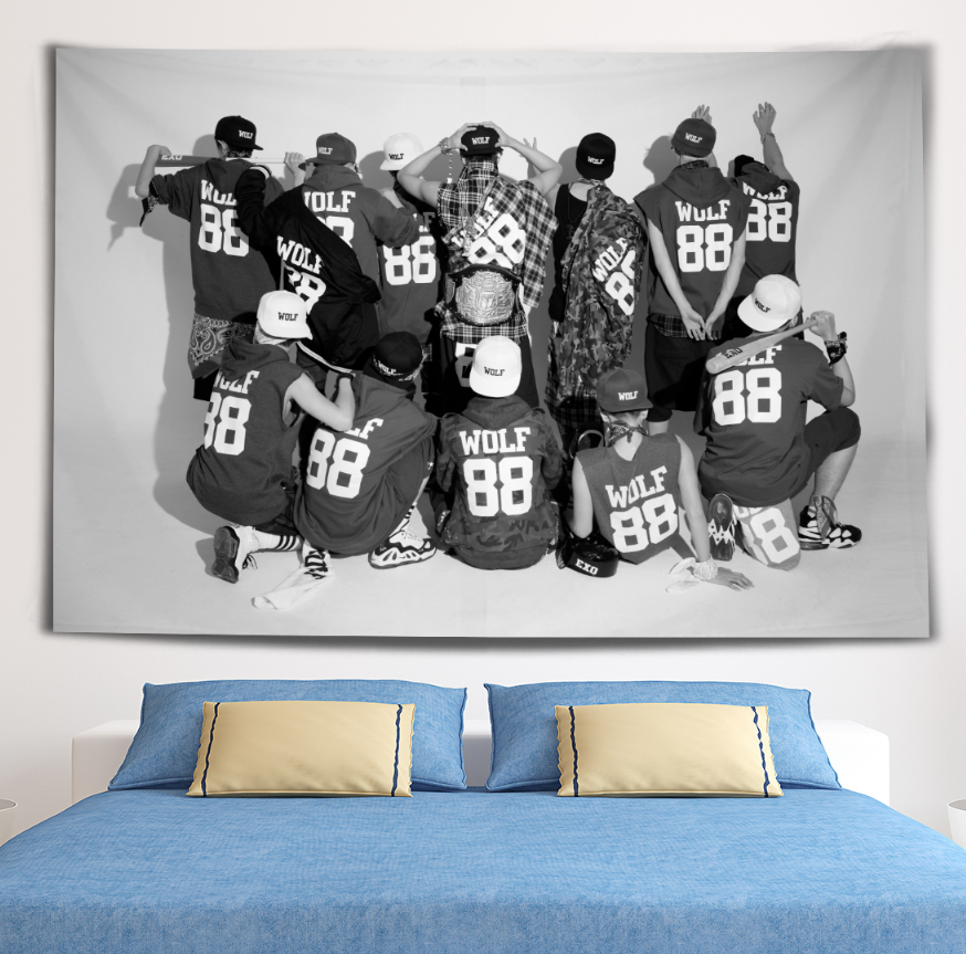 OrangeEXO Park canlie Bian Boxian Wu Shixun Zhang Yixing Kris Hanging cloth Wall cloth Tapestry dormitory Background cloth decorate