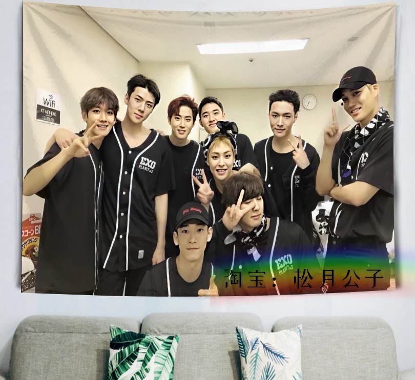 CyanEXO Park canlie Bian Boxian Wu Shixun Zhang Yixing Kris Hanging cloth Wall cloth Tapestry dormitory Background cloth decorate