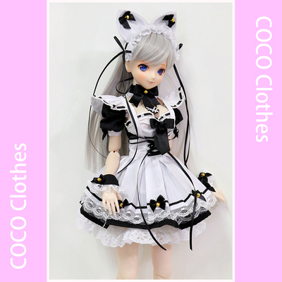 taobao agent [COCO] BJD DD three -pointer Black Cat Cat Ear maid service girl shaking black and white