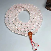 Антикварные агатовые четки из круглых бусин ручной работы из белого нефрита, 108 бусин