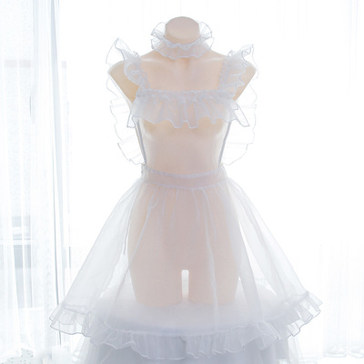 【撩汉出品】原创欧根纱半透连衣裙 超透超仙网纱睡裙套装-淘宝网