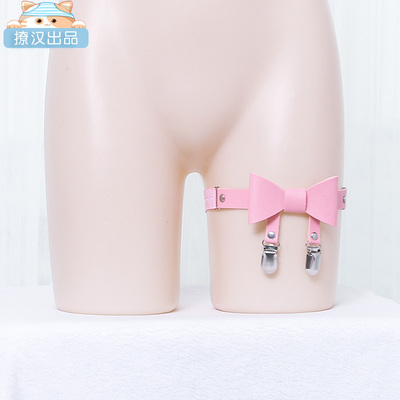 蝴蝶结腿环吊袜带 原宿皮革大腿圈 可爱柳丁吊袜夹-淘宝网