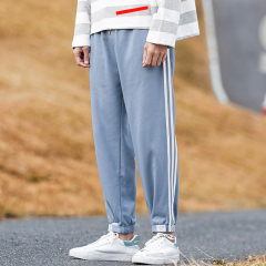 2020 spring trendy brand three bar striped Capris Leggings Leggings sweatpants men's versatile casual pants