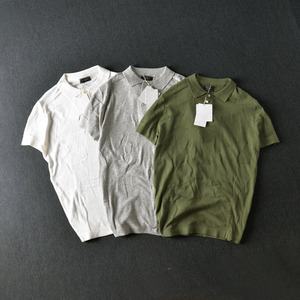 Nhật bản ban đầu của nam giới mỏng căng T-Shirt ve áo đan cá tính giản dị hoang dã polo ngắn tay kích thước lớn triều áo thun có cổ