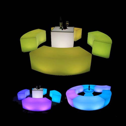 Светодиодная барная скамья 120*40*40 см. Наружный пластиковый табурет RGB