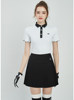 White top, black skirt