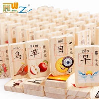 Nhân vật Trung Quốc mới Domino 100 miếng hai mặt tròn lớn màu hộp gỗ khối trẻ em giáo dục sớm đồ chơi giáo dục đồ chơi giáo dục