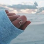 Nhẫn mới s925 nhẫn bạc Hình dạng sóng mỏng Đuôi bạc đính hôn bạc vàng hồng vàng và nhẫn bạc nhẫn cặp pnj