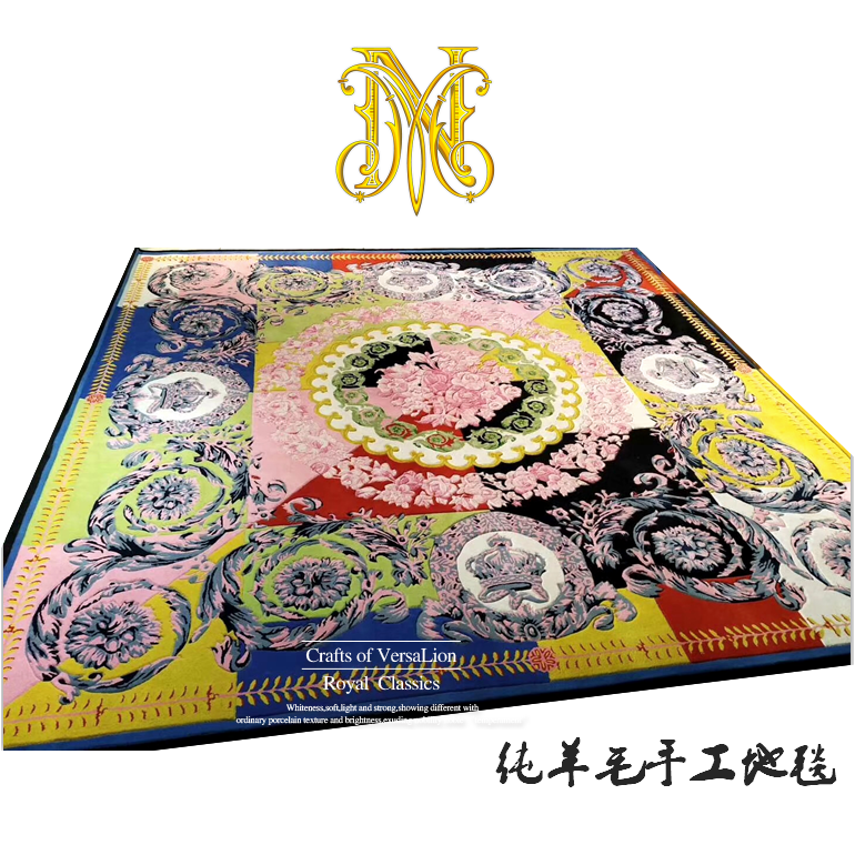 Wool Carpet (From 9 Square Meters)2020 Spring and summer new pattern fabric art sofa European style Pillow Cushion At home wool carpet customized luxurious bedding