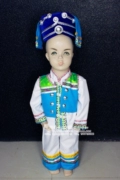 Khuyến nghị sản phẩm mới Trang phục quốc gia Qingyi tùy chỉnh vải Yi trẻ em nam màu xanh da trời phù hợp với trang phục biểu diễn - Trang phục dân tộc