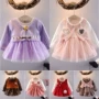 Váy bé gái dài tay cho bé gái 2019 xuân mới trẻ em 0-2-3 tuổi Váy bé gái bằng cotton váy công chúa bé gái