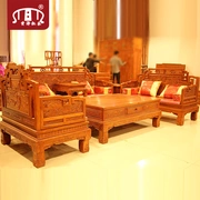 Huang Ze hai mặt chạm khắc kết hợp sofa Hedgekey gỗ hồng mộc đồ nội thất gỗ rắn sofa sofa gỗ hồng châu Phi - Bộ đồ nội thất