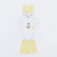 66 yards trẻ sơ sinh boy boy giảm giá cotton class A quần short romper jumpsuit hat ba mảnh phù hợp với mỏng quần áo trẻ em 10 tuổi