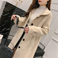 Áo khoác len mới 2019 mùa thu đông mới dành cho nữ cao cấp Phiên bản Hàn Quốc nhỏ gọn Một phiên bản áo khoác dài hai mặt - Trung bình và dài Coat áo khoác blazer
