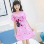 Cô gái trẻ em đồ ngủ mỏng cô gái ngắn tay nightdress mùa hè 4 công chúa 6 lớn trẻ em 8 mùa hè 3-5-7-9 tuổi đồ bộ mặc nhà