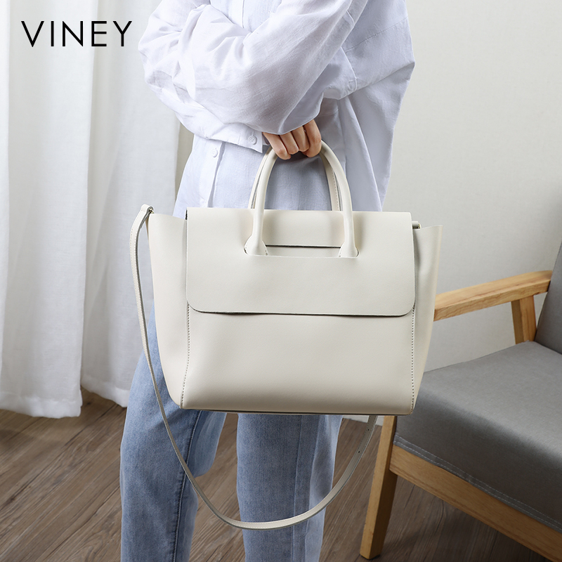 WhiteViney Female bag 2020 new pattern tide genuine leather fashion One shoulder Diagonal package Versatile high-capacity portable Tote Bag