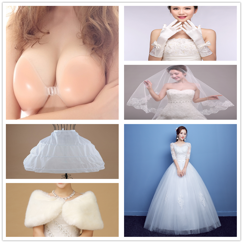  Large code: Bust of Bust 132 waist circumference 120+Wedding+skirt/veil/glove/chest sticker/shawl   + $14.14 