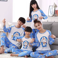 Mùa xuân và mùa thu mùa hè cotton cha mẹ và con đồ ngủ mẹ và phụ nữ vài phim hoạt hình Doraemon dài tay quần trẻ em của nhà dịch vụ đồ bộ mặc nhà