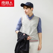 Áo len nam mùa thu đông dày áo vest nam không tay áo len dệt kim V-cổ len vest vest vest nam