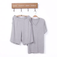 Của nam giới mùa hè phương thức ngắn tay T-Shirt shorts phù hợp với phần mỏng lỏng kích thước lớn trung niên đồ ngủ nhà hai mảnh bộ mặc nhà nam trung niên