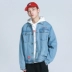 Hai mươi tám mùa xuân đường phố thương hiệu thời trang rắn màu áo khoác denim sang trọng siêu cháy áo khoác nam giản dị thời trang năm 2021	 Cao bồi