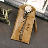 Retro da của nam giới da nhà gói thẻ túi chìa khóa hai trong một siêu mỏng đa chức năng nhỏ sáng tạo đơn giản mini ví đựng tiền 