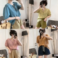 Летняя рубашка, модный тонкий шифоновый жакет, бюстгальтер-топ, в корейском стиле, V-образный вырез, короткий рукав
