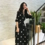 Polka-dot V-cổ váy khí hoang dã eo lỏng giảm béo mùa hè hương vị Hồng Kông retro chic ren váy dài thủy triều 	váy cột eo	