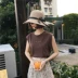 2018 mùa hè mới Hàn Quốc chữ thêu lỏng tay T-Shirt + cao eo hoang dã váy hoa phù hợp với phụ nữ áo nữ Bộ đồ