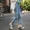 Mùa hè mới của Hàn Quốc phiên bản của quần chia ngã ba thẳng 乞丐 chín quần cao eo là mỏng rộng chân quần jeans lỗ phụ nữ