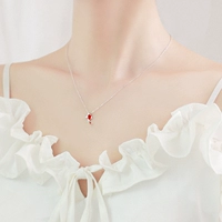 Красное ожерелье, чокер, модная подвеска, цепочка до ключиц, серебро 925 пробы, популярно в интернете, простой и элегантный дизайн