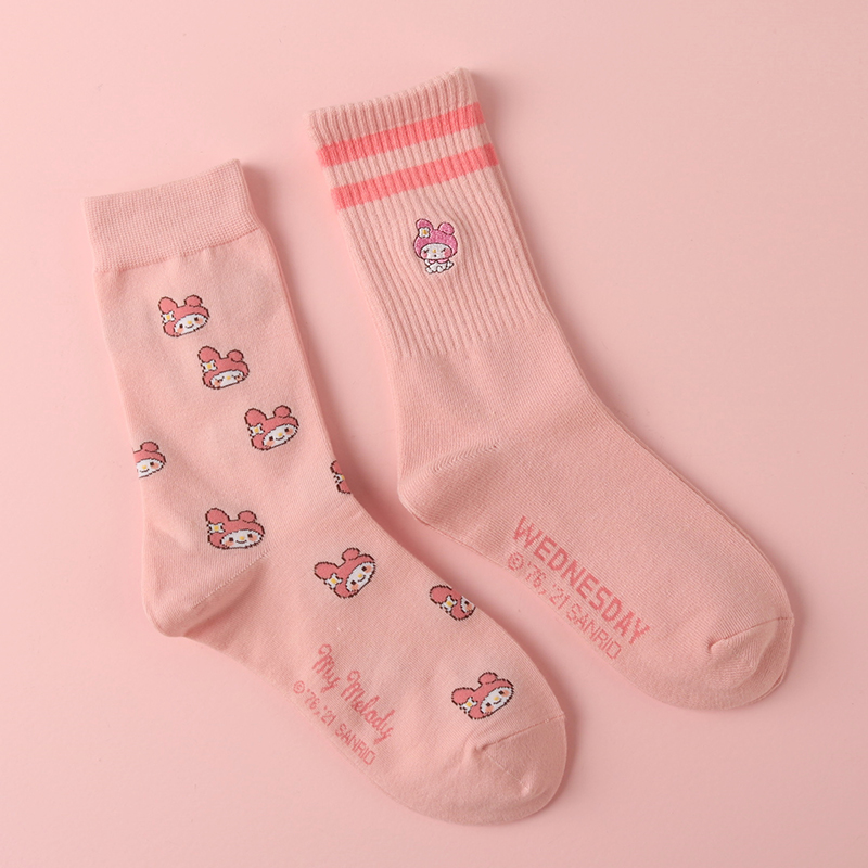 Merlot 2 PairsMINISO MINISO sanrio  week Stockings 2 Double pack Cartoon lovely Socks ventilation Cinnamoroll  JK socks