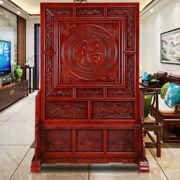 Vách ngăn phòng khách căn hộ nhỏ cửa màn hình vách ngăn gỗ rắn Trung Quốc cổ hai mặt khắc tủ điều khiển di động - Màn hình / Cửa sổ