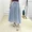 C-H48 sọc váy 2018 phụ nữ đàn hồi eo bông và vải lanh của phụ nữ váy chân váy da beo