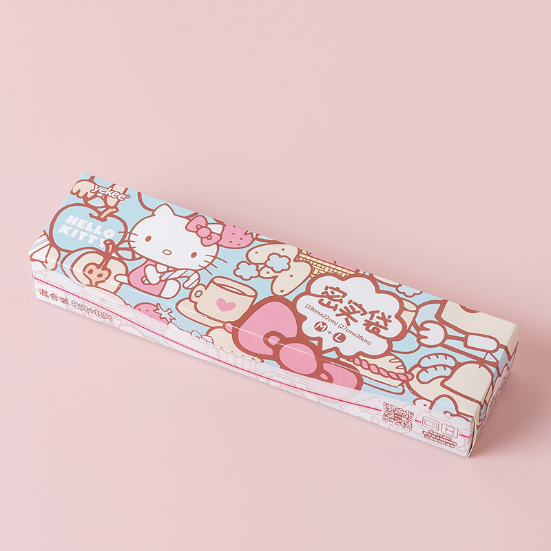 Medium And Large Kitty16 Pieces (8 Pieces Each)Yijie Hello Kitty Sealed bag Cartoon Food bag thickening Self sealing bag Preservation Bag Dense bag lovely Seal pocket