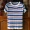 YTM Xiaoxiang Knit T-Shirt ngắn tay áo! ! Tương phản màu đại dương vòng cổ thời trang lão hóa băng lụa sọc áo sơ mi nữ mùa hè
