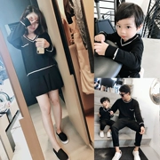 Lin Lin gia đình cha mẹ-con mùa thu 2018 mới áo len nhà đầy đủ một gia đình ba áo sơ mi gió đại học