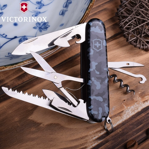 Оригинальный подлинный швейцарский армейский нож Виктории 91 -мм военно -морской кампания синий охотник 1.3713.942 Многофункциональный швейцарский нож
