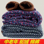 Quần cotton quần ấm Nội Mông nam và nữ mùa đông lạc đà eo cao cộng với nhung dày cộng với phân bón Quần áo cotton XL quần áo mùa đông