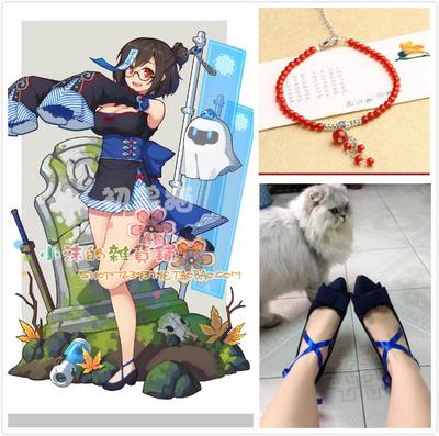 taobao agent Overwatch pioneer Zombie Xiaomei COS shoes, foot chain embroidered flower shoes