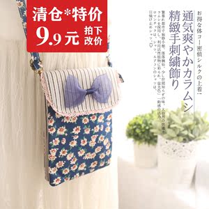 Giải phóng mặt bằng khuyến mãi 6 inch nhỏ tươi chéo túi điện thoại di động Hàn Quốc cotton linen art apple 7 splus túi Messenger nhỏ