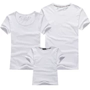 New DIY mùa hè màu trắng tinh khiết vẽ tay cha mẹ và con mặc ngắn tay mùa hè gia đình đầy đủ mặc mẹ và con của phụ nữ T-Shirt tops