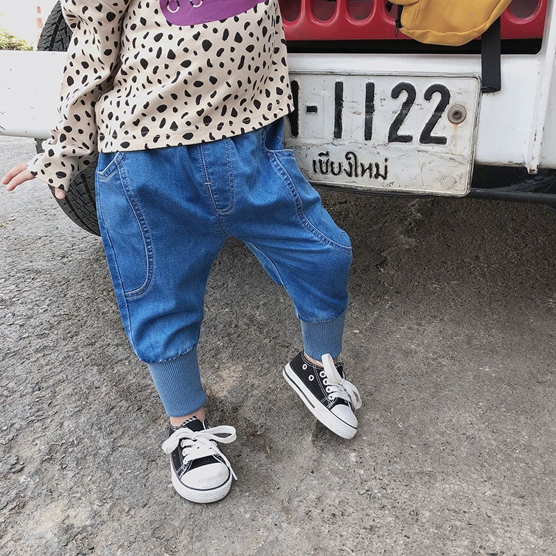 abao bé gái quần jean 2019 mùa thu mới bé thường xuyên cởi quần trẻ em hoang dã kín chân - Quần jean